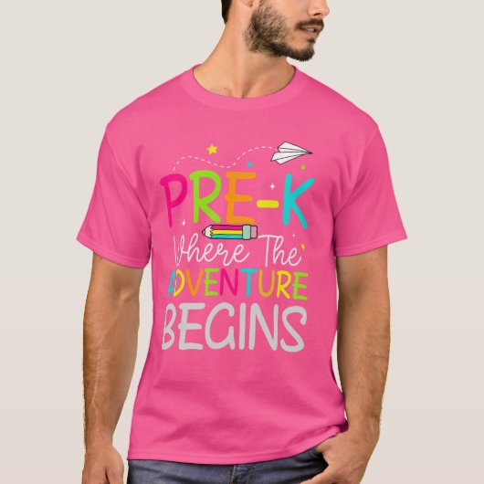 Pre-k waar het avontuur begint Eerste dag van Prek T-shirt (Voorkant)
