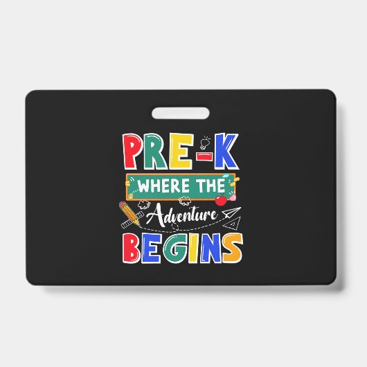 Pre-K Waar Het Avontuur Begint Grappige School Badge (Voorzijde)