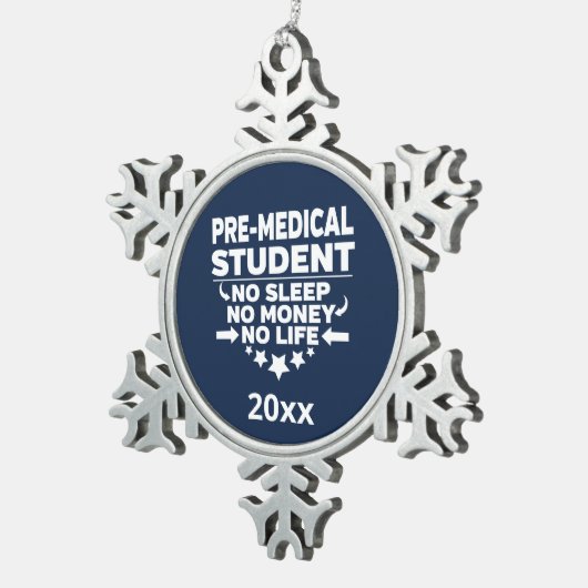 Pre-medische Student Geen Slaap Leven Atletische M Tin Sneeuwvlok Ornament (Rechts)