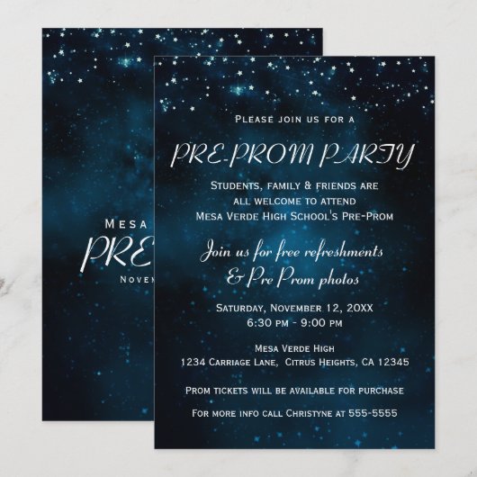 Pre Prom-feest Betoverde Sterrennacht Kaart (Voorkant / Achterkant)