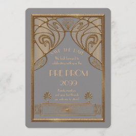 Pre Prom Junior, Great Gatsby, Gold, grijs A Save The Date