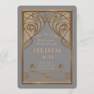 Pre Prom Junior, Great Gatsby, Gold, grijs A Save The Date