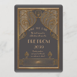 Pre Prom Junior, Great Gatsby, Gold, grijs B Save The Date