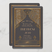 Pre Prom Junior, Great Gatsby, Gold, grijs B Save The Date (Voorkant / Achterkant)