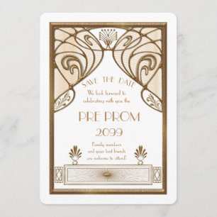 Pre Prom Junior, Great Gatsby, Gold, wit Save The Date