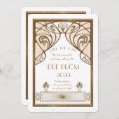 Pre Prom Junior, Great Gatsby, Gold, wit Save The Date (Voorkant / Achterkant)