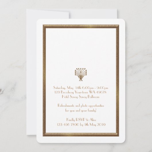 Pre Prom Junior, Great Gatsby, Gold, wit Save The Date (Achterkant)