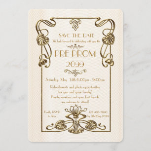 Pre Prom Junior, Great Gatsby, Gold, wit Save The Date