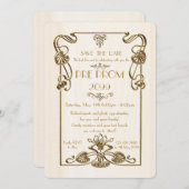 Pre Prom Junior, Great Gatsby, Gold, wit Save The Date (Voorkant / Achterkant)