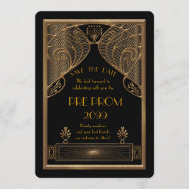 Pre Prom Junior, Great Gatsby, Gold, zwart Save The Date