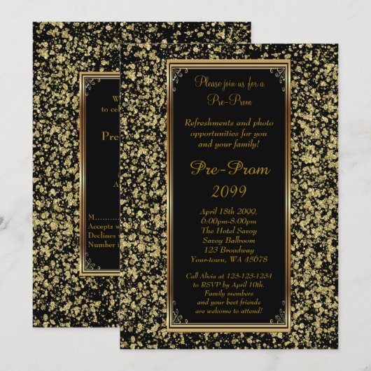 Pre-Prom, Pre-Prom, Sweet-sixteen, Glitter op zwar Kaart (Voorkant / Achterkant)