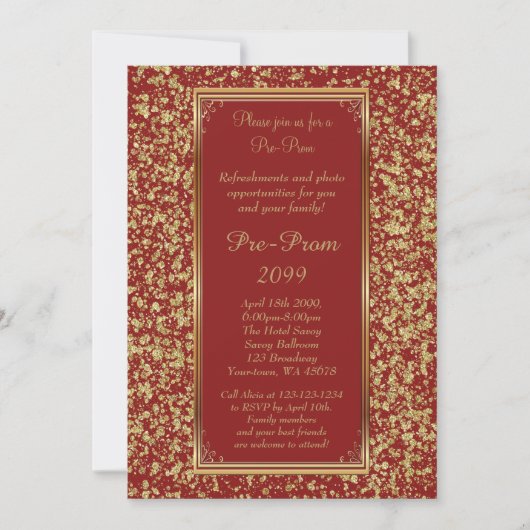 Pre-prom, pre-prom, weet-zestien, Glitter op rood Kaart (Voorkant)