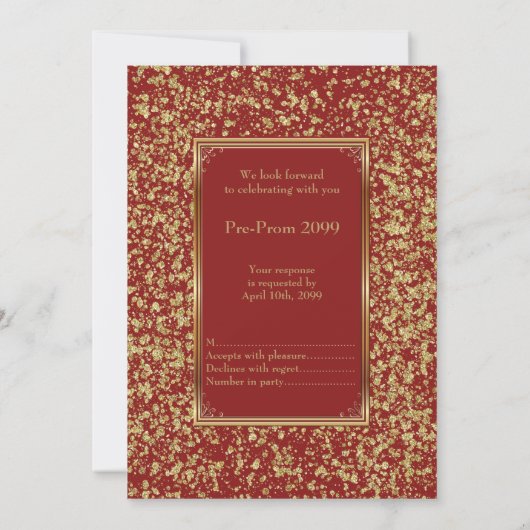 Pre-prom, pre-prom, weet-zestien, Glitter op rood Kaart (Achterkant)