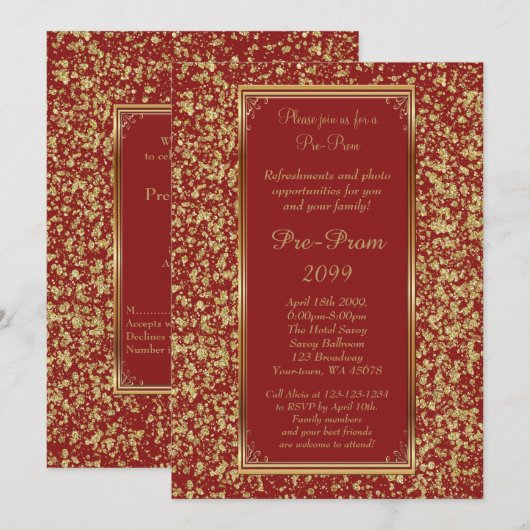 Pre-prom, pre-prom, weet-zestien, Glitter op rood Kaart (Voorkant / Achterkant)