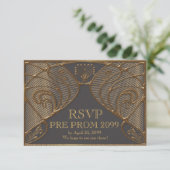 PRE PROM RSVP, Great Gatsby, goud op grijs Kaart (Staand voorkant)