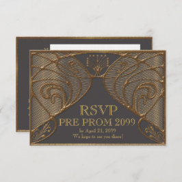 PRE PROM RSVP, Great Gatsby, goud op grijs Kaart