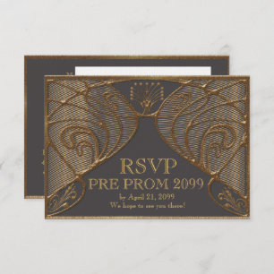 PRE PROM RSVP, Great Gatsby, goud op grijs Kaart