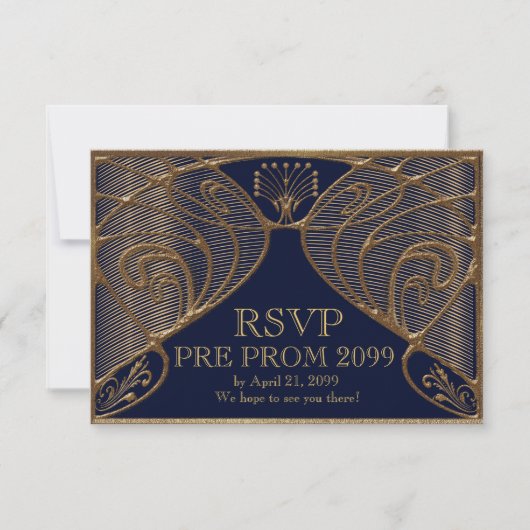PRE PROM RSVP, Great Gatsby, goud op zee Kaart (Voorkant)