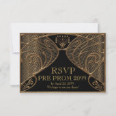 PRE PROM RSVP, Great Gatsby, zwart goud Kaart (Voorkant)