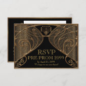 PRE PROM RSVP, Great Gatsby, zwart goud Kaart (Voorkant / Achterkant)