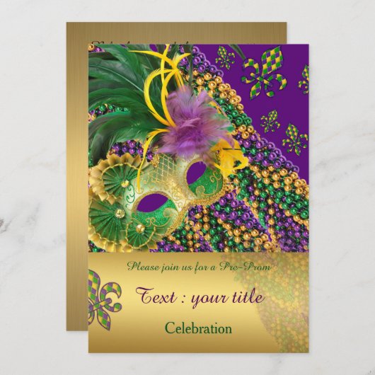 "pre-prom-uitnodiging", "masquerade","prom party" kaart (Voorkant / Achterkant)