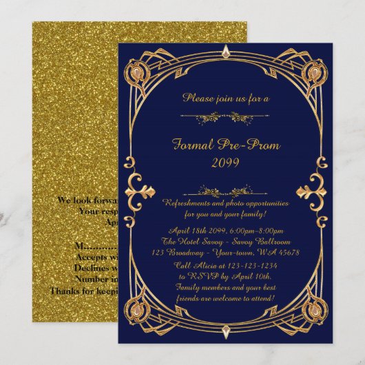 Pre-prom-uitnodiging, pre-prom, Quinceanera, Sweet Kaart (Voorkant / Achterkant)