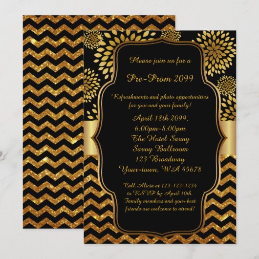 Pre-Prom uitnodiging, Pre-Prom, Quinceanera, Sweet Kaart (Voorkant / Achterkant)