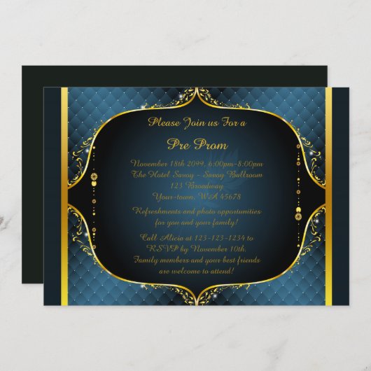 Pre-prom-uitnodiging, pre-prom, Quinceanera, Sweet Kaart (Voorkant / Achterkant)