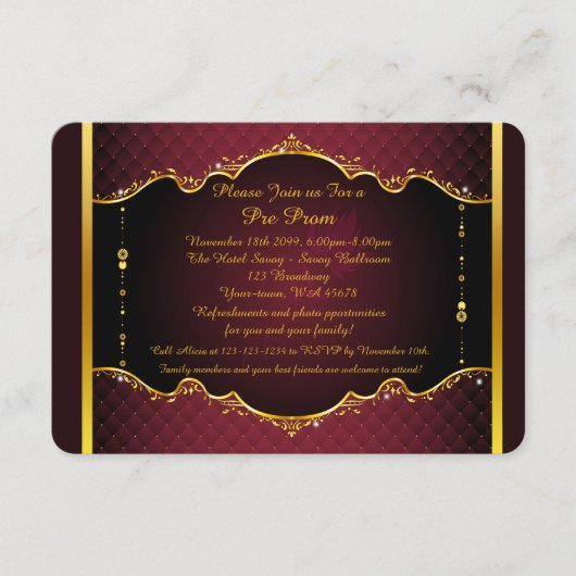 Pre-prom-uitnodiging, pre-prom, Quinceanera, Sweet RSVP Kaartje (Voorkant)