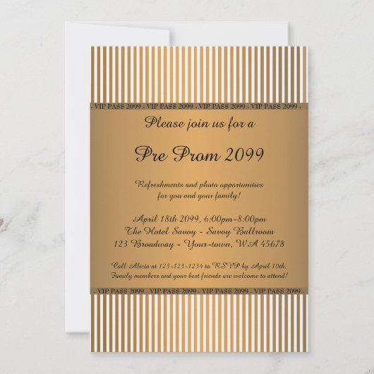 Pre-prom uitnodiging, pre-prom, Quinceanera, VIP P Kaart (Voorkant)