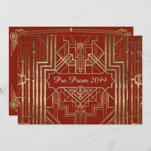 Pre-prom-uitnodiging, Quinceanera,Gatsby 2 Kaart (Voorkant / Achterkant)