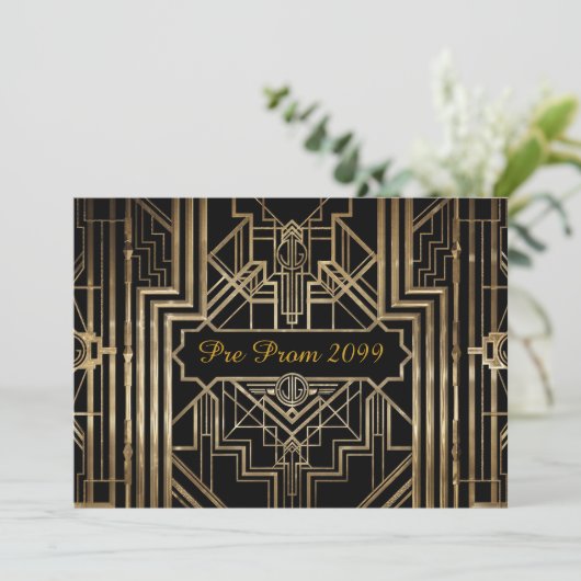 Pre-prom-uitnodiging, Quinceanera,Gatsby V3 Kaart (Staand voorkant)