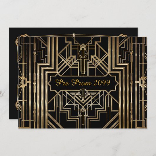 Pre-prom-uitnodiging, Quinceanera,Gatsby V3 Kaart (Voorkant / Achterkant)