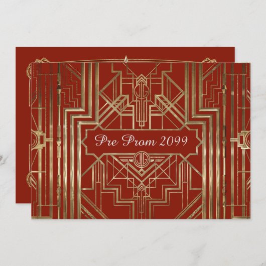 Pre-prom-uitnodiging, Quinceanera,Gatsby V3 Kaart (Voorkant / Achterkant)