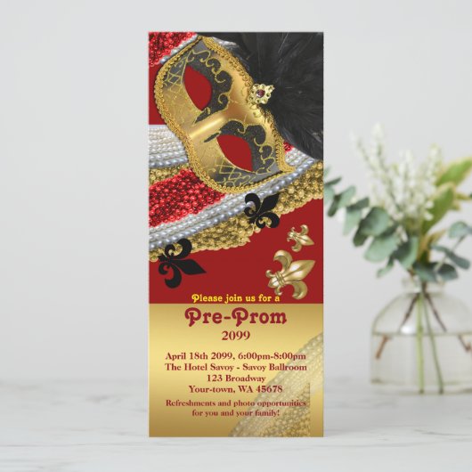 Pre-prom Uitnodigingstak, Pre-prom, maskerade Kaart (Staand voorkant)