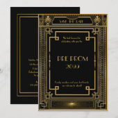 Pre PromJunior, geweldig, Gold, zwart Save The Date (Voorkant / Achterkant)