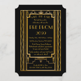 Pre PromJunior, Great Gatsby, Gold, Black Save The Date