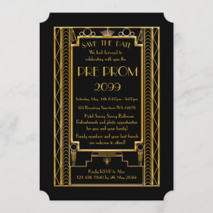 Pre PromJunior, Great Gatsby, Gold, Black Save The Date