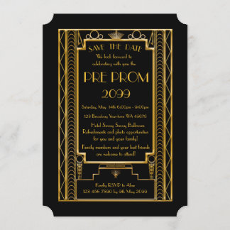 Pre PromJunior, Great Gatsby, Gold, Black Save The Date