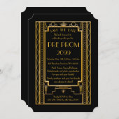 Pre PromJunior, Great Gatsby, Gold, Black Save The Date (Voorkant / Achterkant)