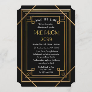 Pre PromJunior, Great Gatsby, Gold, Black Save The Date