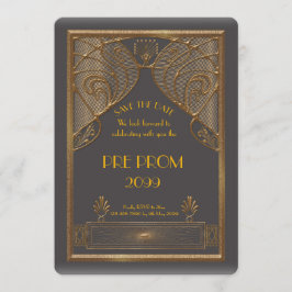 Pre PromJunior, Great Gatsby, Gold, grijs Save The Date