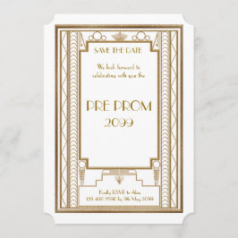 Pre PromJunior, Great Gatsby, Gold, White Save The Date