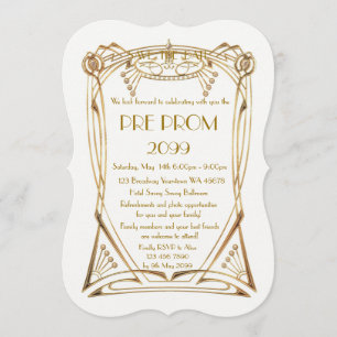 Pre PromJunior, Great Gatsby, Gold, wit, haakje Save The Date