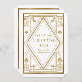Pre PromJunior, Great Gatsby, Gold, wit Save The Date (Voorkant / Achterkant)