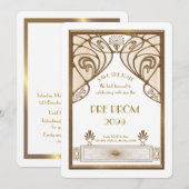 Pre PromJunior, Great Gatsby, Gold, wit Save The Date (Voorkant / Achterkant)