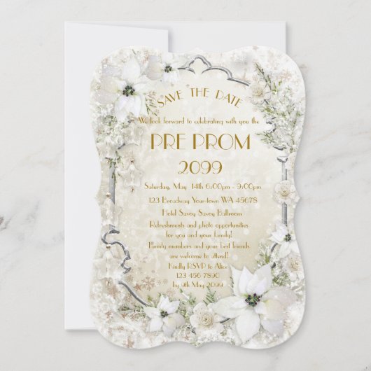 Pre PromJunior, Great Gatsby, Gold, zilver, haakje Save The Date (Voorkant)