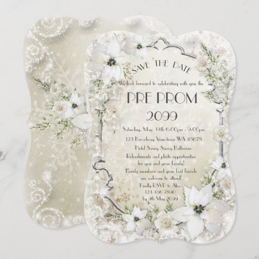 Pre PromJunior, Great Gatsby, Gold, zilver, haakje Save The Date (Voorkant / Achterkant)