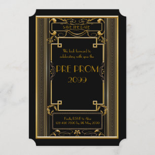 Pre PromJunior, Great Gatsby, Gold, zwart Save The Date