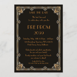 Pre PromJunior, Great Gatsby, Gold, zwart Save The Date
